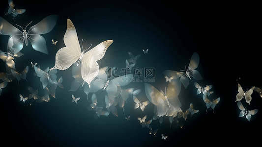 蝴蝶发光透明插画背景