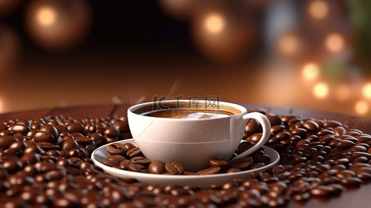 卡咖啡背景图片_一边品尝一杯咖啡，一边被茂密的咖啡豆包围