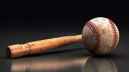 棒球运动背景图片_3D 渲染的棒球棒和球，包括剪切路径