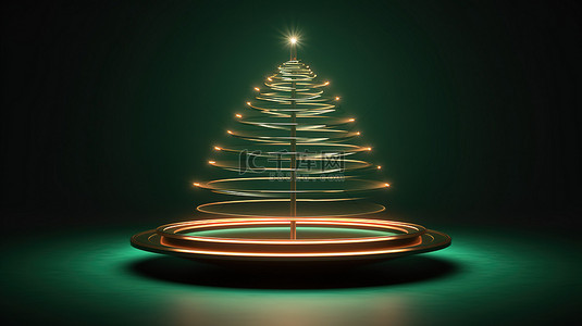 简单的圣诞简约树与充满活力的装饰品未来派艺术品 3D 渲染