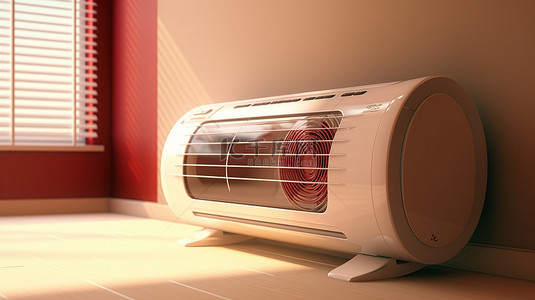 带风扇的多功能家用空调的 3D 插图，用于加热和冷却房间