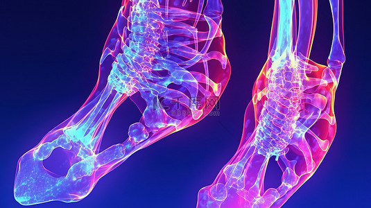 膝盖骨骼背景图片_脚骨的解剖图，描述关节炎炎症骨折和软骨损伤医学海报图像