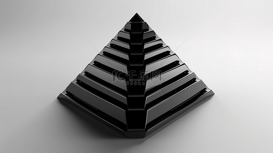 具有渐变黑色配色方案的三角形结构的 3D 渲染