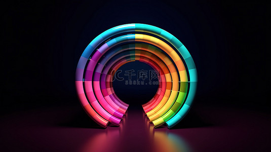 浅色卡通背景背景图片_充满活力的彩虹拱门的 3D 矢量图
