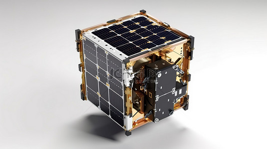 空白白色背景上的 cubesat 3d 模型