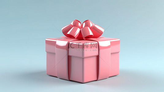 红带背景图片_带粉红丝带的方形礼品盒的柔和 3D 概念渲染