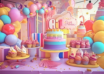彩色庆祝背景图片_蛋糕背景彩色生日
