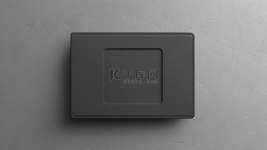 空白设计中黑纸卡夹的顶视图 3D 渲染