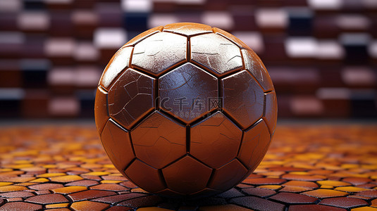 由皮革制成的足球的 3d 渲染