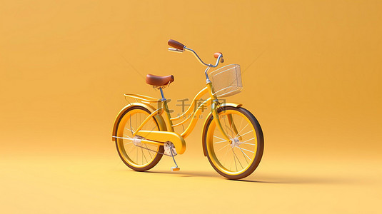 黄色柔和的自行车 3D 渲染的杰作