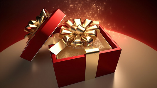 圣诞节和元旦礼品盒的节日拆箱 3D 渲染