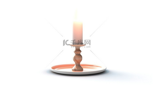 3d 渲染的烛台和蜡烛设置在白色背景下