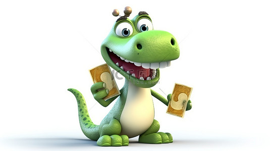 谷歌小恐龙背景图片_有趣的欧元抢恐龙 3D 卡通人物
