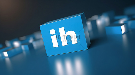 欢迎蓝色背景图片_用于社交媒体的蓝色背景上 linkedin 徽标的 3d 渲染