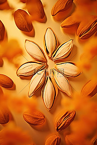 浅色背景中的杏仁种子花