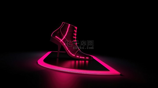 鞋跟断了背景图片_带鞋跟符号的粉红色交通灯的孤立黑色 3d 渲染