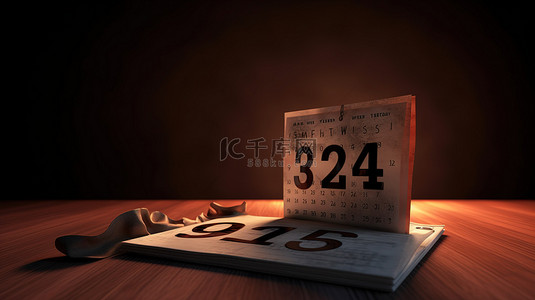 日历2022背景图片_以年终日期 31 为焦点的桌面日历的 3D 渲染