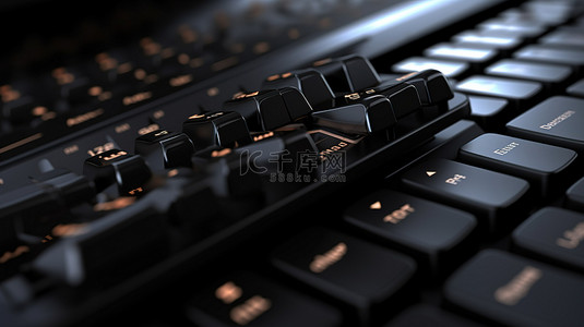 深色键盘 3D 渲染展示信息键融合业务和技术概念