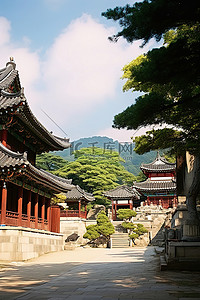 村庄文化背景图片_首尔城市之旅：博库苏丹公园和传统村庄