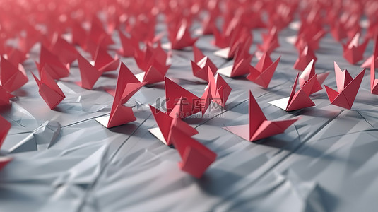 折纸飞机背景图片_用 3D 渲染的纸飞机说明领导力概念
