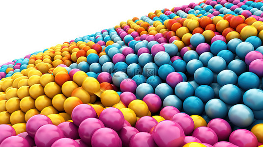 3D 渲染白色背景，cmyk 横幅中包含数万个球体