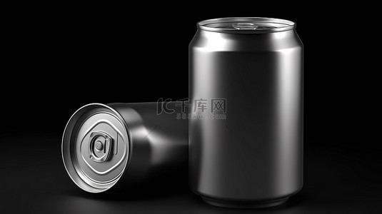 碳酸软饮料包装的模型设计，具有铝锡罐的 3D 渲染