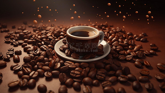 茶饮果汁背景图片_咖啡饮品饮料水珠漂浮