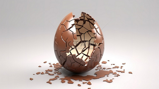 3D 渲染揭示破裂的巧克力复活节彩蛋