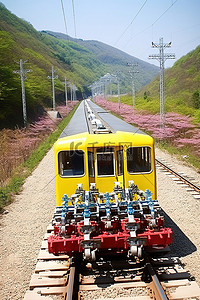 列车背景图片_韩国 开城 山区列车