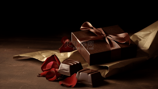 爱心巧克力盒背景图片_巧克力礼盒插画背景
