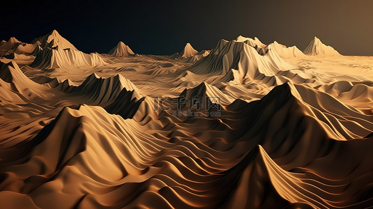 抽象艺术渲染中基于立方体 3d 地形景观的超现实丘陵和山脉