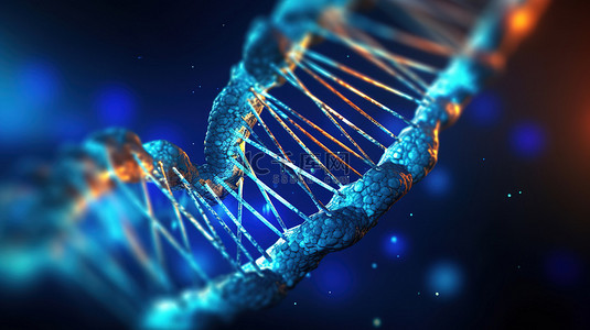 生物化学实验室背景图片_人工智能和遗传学的融合二进制代码中人工 DNA 的 3D 插图