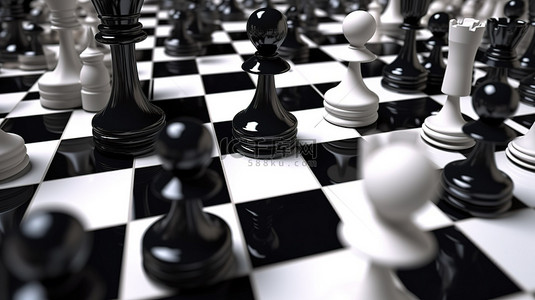 白色 3d 场景中的黑色国王国际象棋
