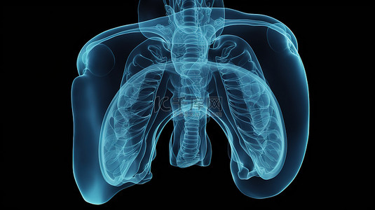 孤立的黑色背景 3D X 射线胃渲染