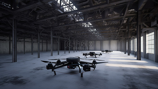 3D 渲染无人机让空荡荡的工厂焕然一新