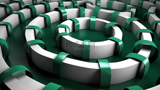绿色和白色礼盒圈出 3d 渲染图像