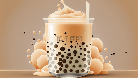 咖啡表情包背景图片_奶茶珍珠泡泡背景