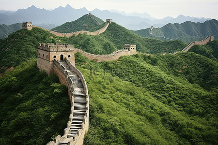 人离开背景图片_中国的长城在山上，许多人离开家园去那里徒步旅行