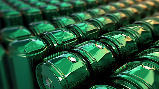 石化行业含有燃料的绿色涂漆钢罐渲染图