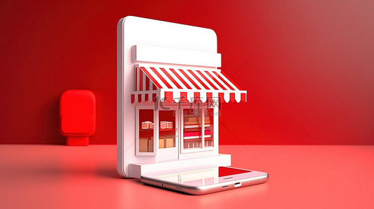 超市购物背景图片_通过 3D 渲染将您的智能手机转变为在线商店