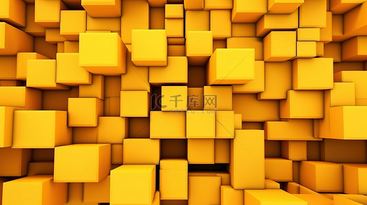 黄色背景多边形背景图片_一个大的黄色几何多边形抽象图案框的 3d 插图