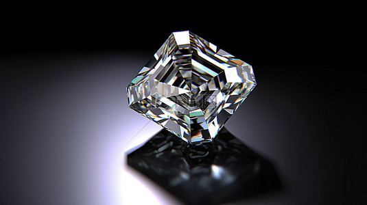 阿斯彻切割莫桑石宝石的 3D 渲染