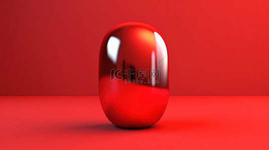 红色工作室横幅上孤立胶囊丸的 3D 插图