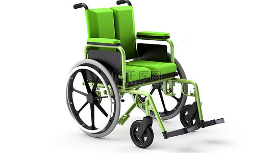 的轮椅背景图片_白色背景下无人使用的轮椅的渲染 3D 图像