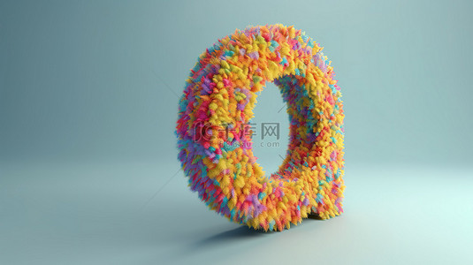 糖果字体背景图片_彩色洒数字数字零的充满活力的 3D 插图