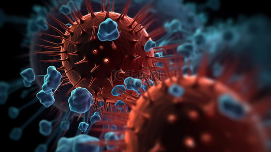 漂浮的细菌背景图片_具有 3D 渲染病毒漂浮在细胞中的抽象环境