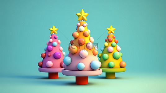 可爱的 3D 圣诞树非常适合节日装饰