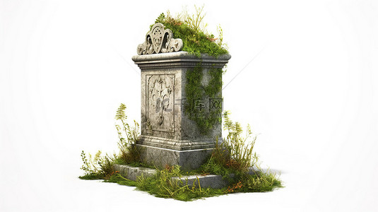 公墓背景图片_白色背景下墓碑的 3d 渲染