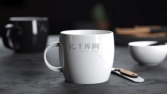 咖啡厅茶背景图片_3d 渲染中的咖啡杯模型