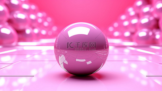 抽象粉红色背景上的 3d 渲染粉红色球形物体